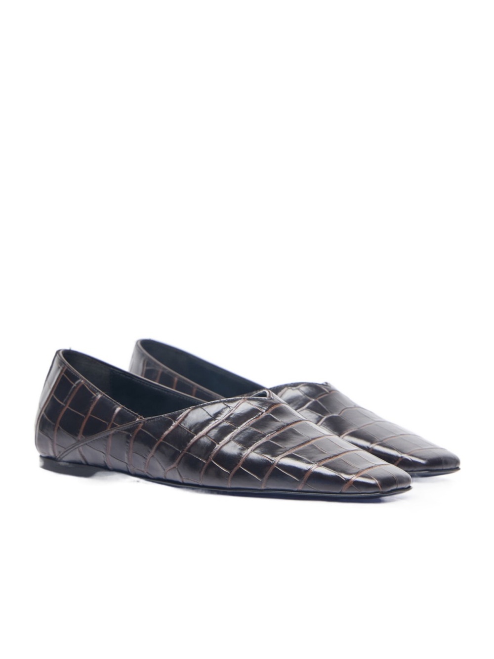 Toteme Totême Croc Effect The Everday Pointed-Toe Leather Flats Size 38 (US 8)